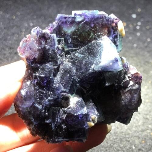 93.1gNatural violet blue fluorite mineral specimen stone home decoration aura healing round vein teaching CRYSTAL QUARTZ GEM