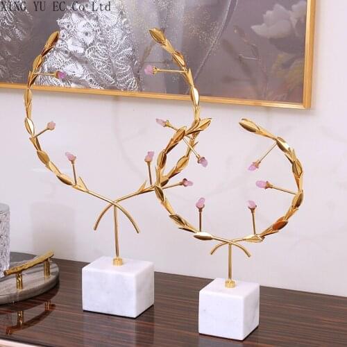 Metal Abstract Desktop Decoration Art Electroplating Process Marble Base Living Room Decoration Home Decoration Accessories
