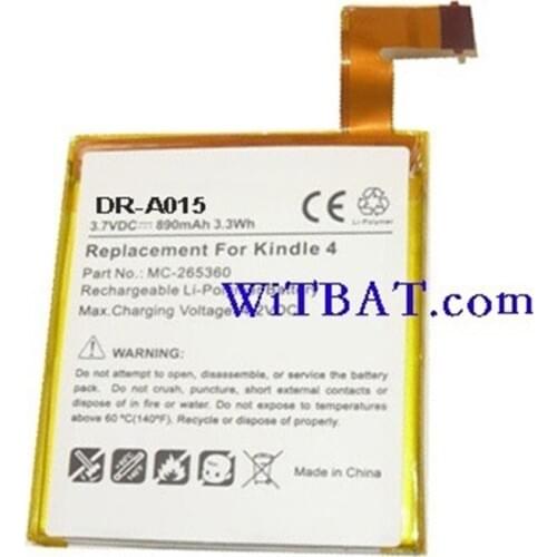 Battery for Amazon Kindle 4 5 6 D01100 E-Book Polymer Rechargeable Replacement MC-265360 515-1058-01 M11090355152 S2011-001-S