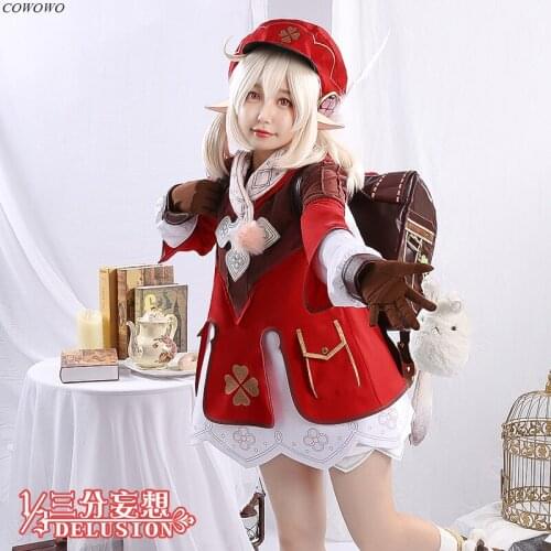 Anime! Genshin Impact Klee Lovely Lolita Game Suit Dress Uniform Cosplay Costume Halloween Party Outfit For Women 2020 NEW