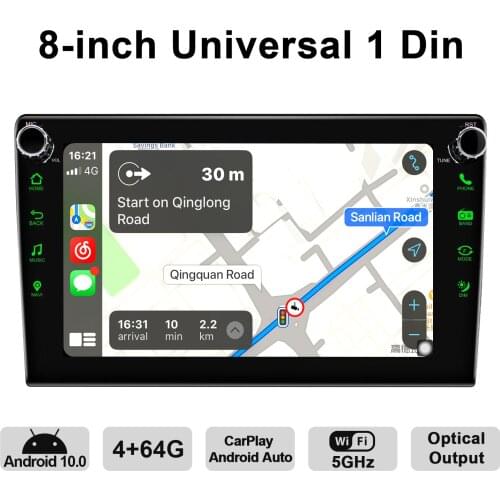 Auto Accessories Head Unit 8" 2.5D Android 10 Car Radio Stereo Audio GPS Multimedia Player Steering Wheel 4G Carplay DVR OBD2
