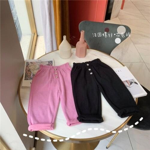 Toddler Girls Pants Fashion Korean Thread Bud Pants For Baby Kids Childrens Cotton Trousers Kids Trousers 2020 Autumn New