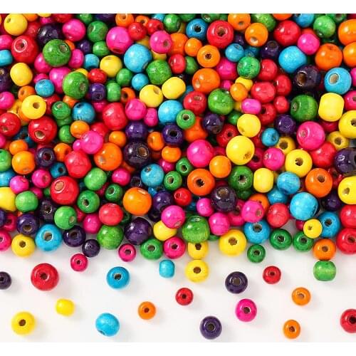 Colorful Round Wooden Spacer Beads 6-16mm Eco-Friendly Loose Wood Bead For DIY Jewelry Handwork Baby Toy Making Accessories