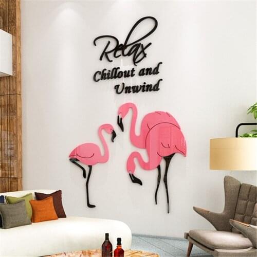 DIY Creative Flamingo Wall Sticker Home Decoration mirror Acrylic Stickers Living Room Art WallPaper
