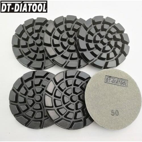 DT-DIATOOL 6pcs/set Dia 4inch Diamond Resin Bond Concrete Polishing Pads Nylon backed Floor Renew Sanding discs Dia 100mm/4"