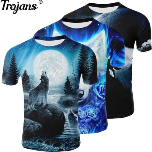 New Summer Men T Shirt Wolf 3D Print O-Neck Short Sleeve Tees Tops Funny Animal Male Casual Streetwear Couple Tshirt Clothing