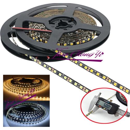 DC 12V 5mm Width 2835 SMD Black PCB Flexible LED Strip Light 120leds/m white Wram white 50M