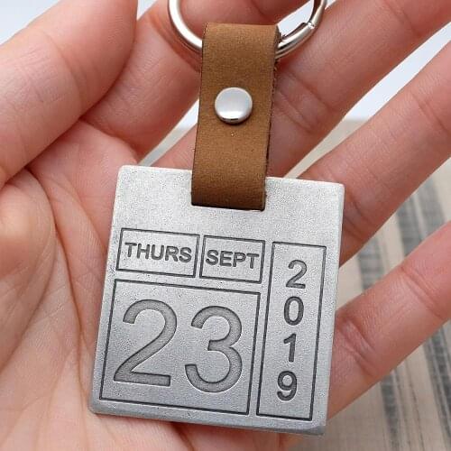 Custom Calendar Keychain Personalised Calendar Keyring Date Keychain Boyfriend Anniversary Keyring Anniversary Gift