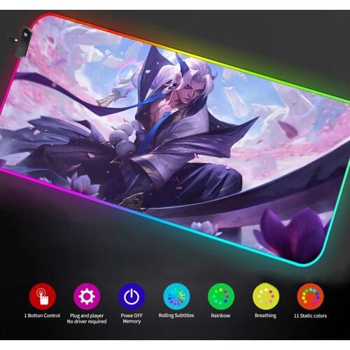 League of Legends Thresh Rgb Mouse Pad Anime Mouse Pad Rgb Led Luminous Keyboard Large Anime Mouse Pad Gamer Desk DropShipping