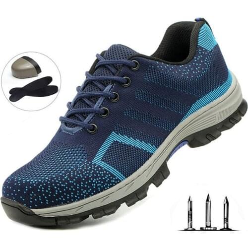 New Mens Outdoor Training Shoes Smash-proof Puncture Protective Shoes Mesh Breathable Sneakers Work Safety Shoes Mens Boots