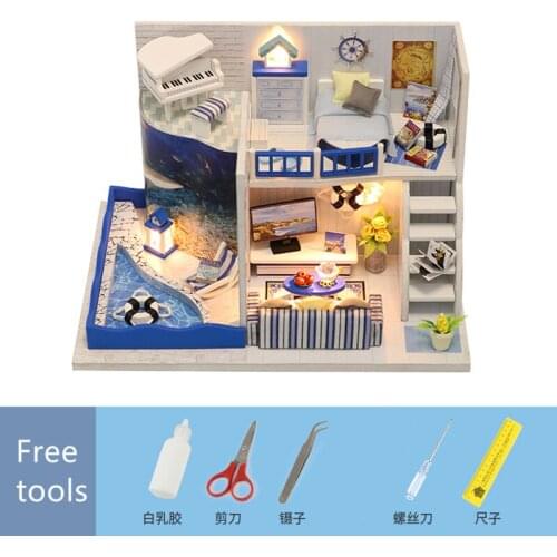 Doll house DIY Wooden House Miniaturas with Furniture DIY Miniature House Casa Toys Birthday Gifts