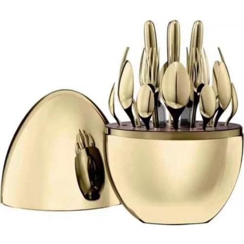 Home Furnishings Trendy 24pcs Knife Fork Cutlery Set Plating Stainless Steel Egg Tableware Kit Kitchen Accessories