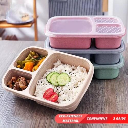 Microwave Lunch Box Wheat Straw Dinnerware Picnic Food Fruit Storage Container Children Kids School Office Portable Bento Box
