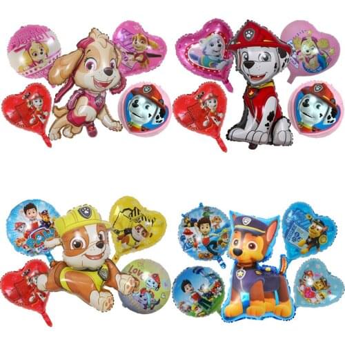 Five piece set paw Patrol dog Birthday toys Suit Latex balloon doll Party decoration boy girl Childrens gifts toy