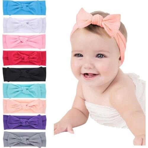 Naturalwell Girls Bandana turban headband Children headbands Kids cotton bow headwraps Hair accessories bowknot headwraps HB029D