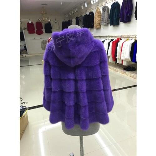 2016 new women natural real mink fur coat hooded long section of the whole mink outwear female