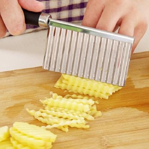 New Stainless Steel Potato Chip Dough Vegetable Crinkle Cutter Blade Slicer Fruits Knife Food Quality