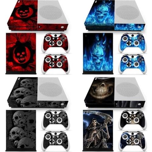 New skull design Sticker Skin Decal For Microsoft Xbox One S Slim Console+Controllers