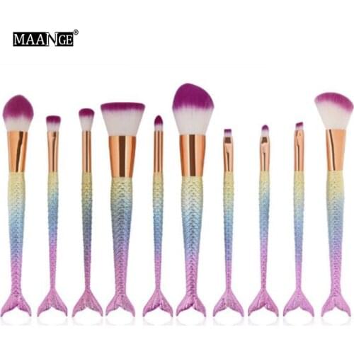 New Mermaid Professional Shell Makeup Brushes Foundation Cosmetic Fan Make-up Powder Multifunction Eyeshadow Eyebrow Tools