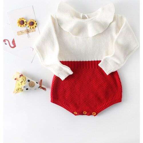 Girls Clothes Baby Knitted Sweater Bodysuit Romper Crawler Long Sleeve Knitted Jumpsuit Princess Baby Triangle Jumpsuit