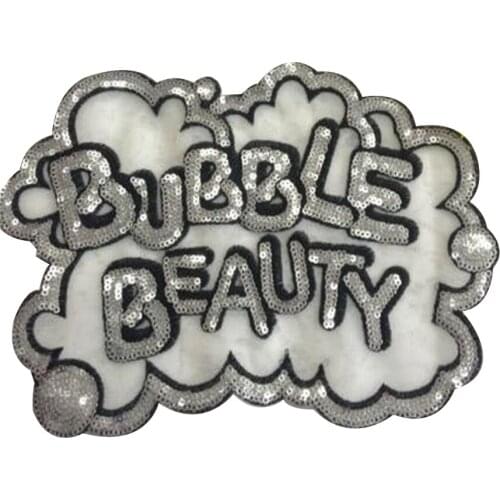 Clothing Women Shirt Top Diy Large Patch BUBBLE BEAUTY Sequins deal with it T-shirt girls Letters Patches for clothes Stickers
