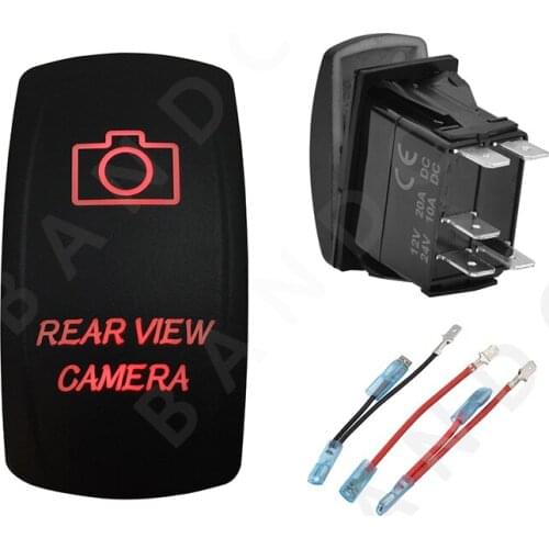 Jumper Wire Set，REAR VIEW CAMERA 12V 24V Car Boat Caravan Rocker Switch Waterproof Car Buttons Dual Red LED Light Interior Part