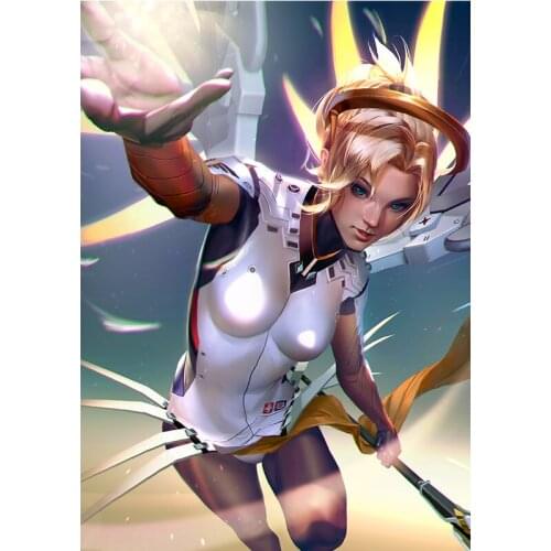 Print Canvas overwatch gold wing Angel Sexy Girl Art Poster 50x70 60x90 Custom Painting Living Room Bedroom Hanging Picture