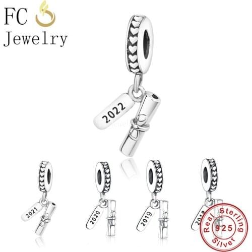 FC Jewelry Fit Original Brand Charm Bracelet 925 Sterling Silver 2021 Bow Book Scroll Bead Pendant Making Graduation Berloque