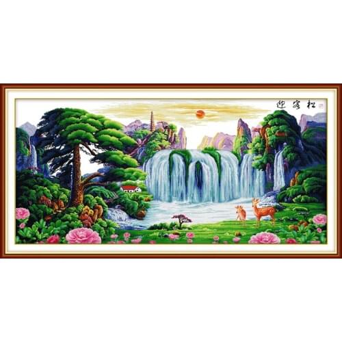 Welcoming pine cross stitch kit landscape18ct 14ct 11ct count printed canvas stitching embroidery DIY handmade needlework