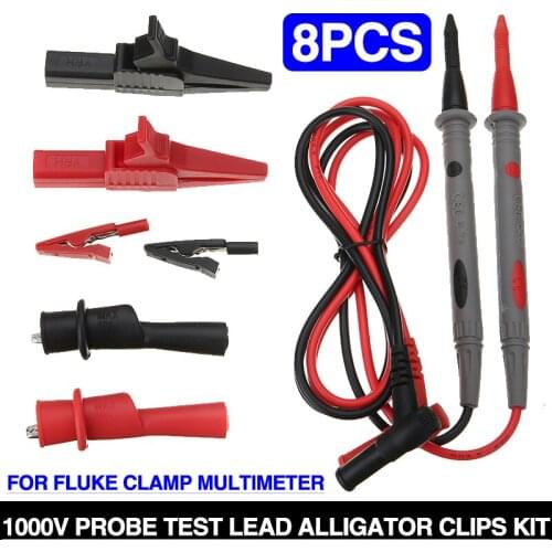 8pcs/set PVC Durable Multimeter Test Probe 1000V Probe Test Lead Alligator Clips Kit For Clamp Multimeter