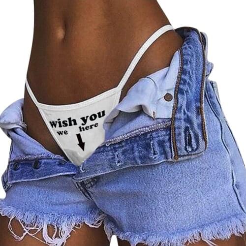 Sexy Black G string Underwear Women Hot Sexy Lingerie Panties Cotton Thongs T back Lingerie Ladies Funny Print T-Back G string