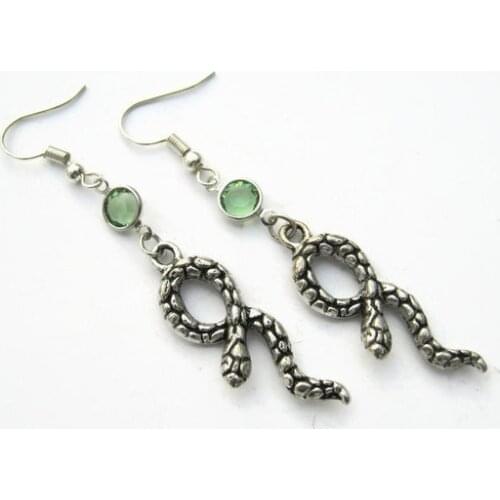 Snake Birthstone Earrings, Reptile Earrings, Personalized Earrings, Snake Charm Birthstone Earrings, Gifts