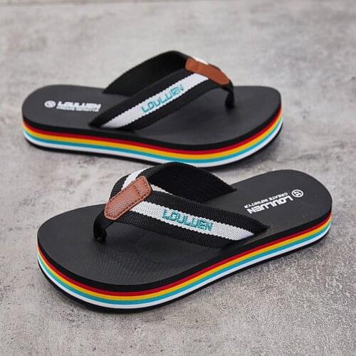 2021 Rainbow Sole Summer Slippers Women Casual Flip Flops Platform Designer Slides Women Beach Slippers Flat Sandals Woman Shoes