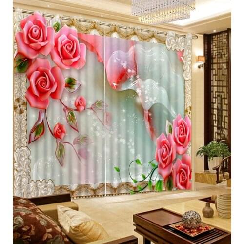 Modern living room curtains 3D Curtain Printing Blockout Polyester Photo Drapes Fabric For Room Bedroom Window relief curtains