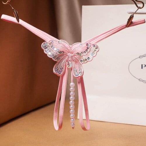 6pcs Sex Lingerie Women Panties Beading Thong Sequins Female Underwear with Embroidery Butterfly open girl bragas 2242p6