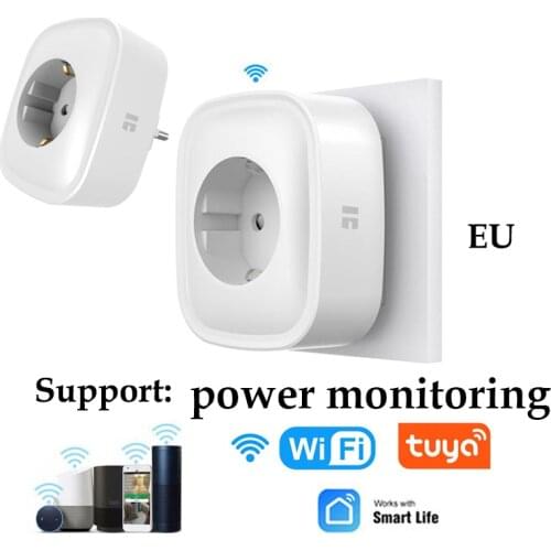 Tuya Smart Plug EU Wifi 10A 2300W Support Measure Power Consumption Timing Remote Control Compatible Alexa Google Smart Life APP
