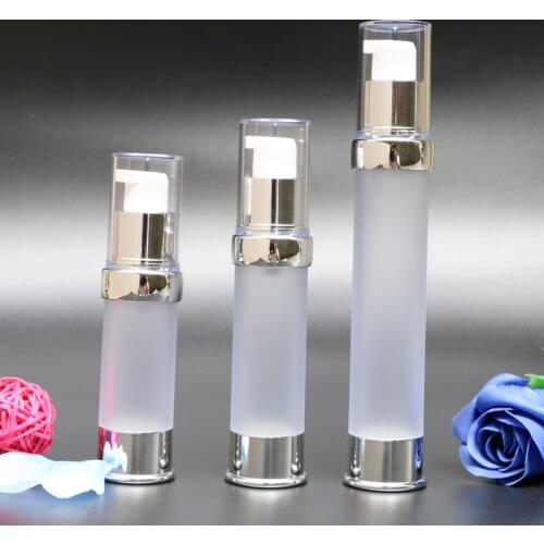 New 15ml 20ml 50ml Gold Silver Vacuum Airless Portable Travel Bottle Liquid Makeup Eye Cream Lotion Shampoo Containers 10pcs/lot