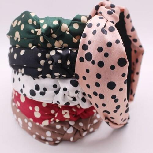 Bohemian Vintage Silk Satin Polka Dot Hairband Handmade Knot Headband customized Hair Accessories