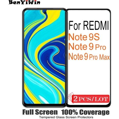 2PCS Original Full Cover Screen Protector Tempered Glass For Xiaomi Redmi Note 9 Pro Max Protective Glass For Redmi Note 9S Film