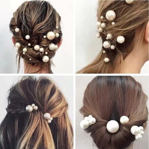 900/540/360/180pcs Women Simulated Pearl U-shaped Hairpins Metal Barrette Clip Wedding Bridal Tiara Hair Accessories Gold/silver