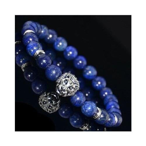 Natural tiger eye stone lion leopard head owl bracelet hand beaded Buddha head bracelet