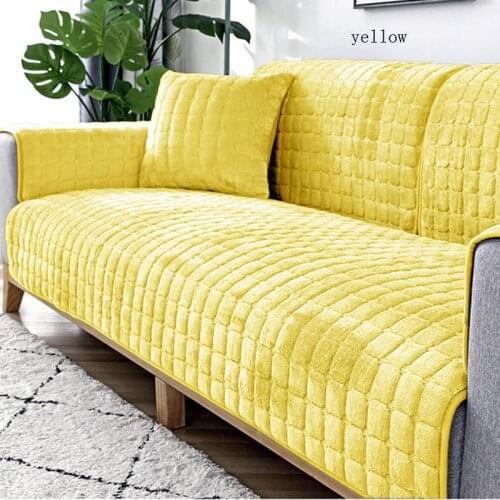 1/2/3/4 Velvet Sofa Seat Cover Cushion Cover Thickened Square Solid Soft Elastic Sofa Cover Functional Protective Cover