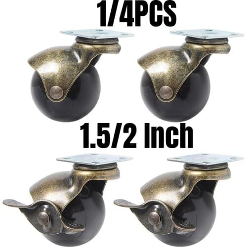 1/4PCS 1.5/2 Inch 360 Degree Swivel Caster Wheels Ball Caster Wheels With Top Plate No Noise Wheels For Furniture Cabinets
