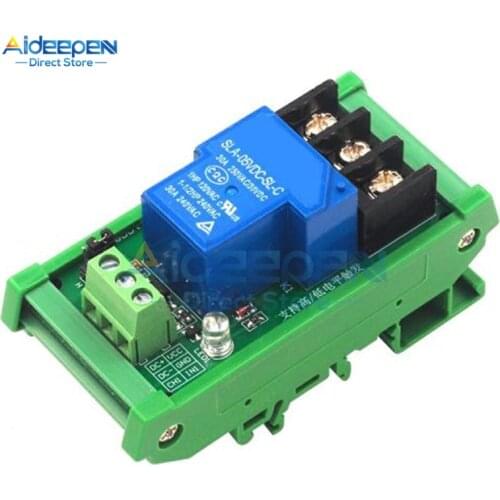 1 Channel 5V 12V 24V 30A Relay Module With Optocoupler Isolation Support High/Low Level Trigger Large Current With Guide Rail