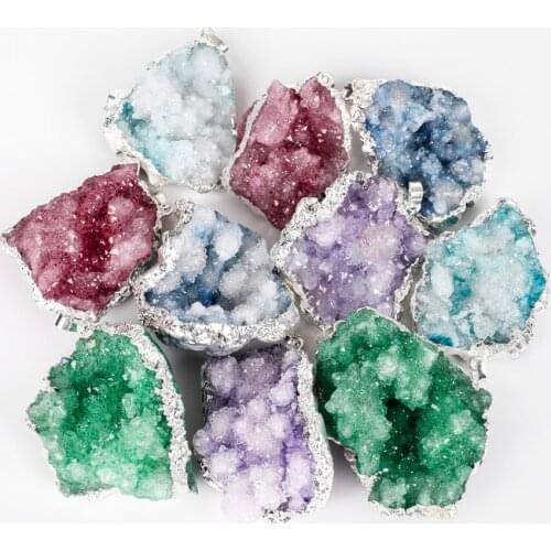 1pcs Natural Quartz Geode Pendant Druzy Irregular Stones Women Necklace Pendant Crystals Women Jewelry