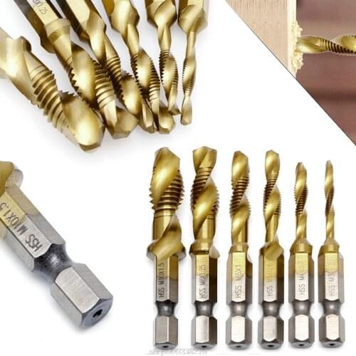 1PC Hex Shank M3-M10 Titanium Plated HSS Hand Screw Thread Metric Tap Drill Bits JY10 21 Dropshipping
