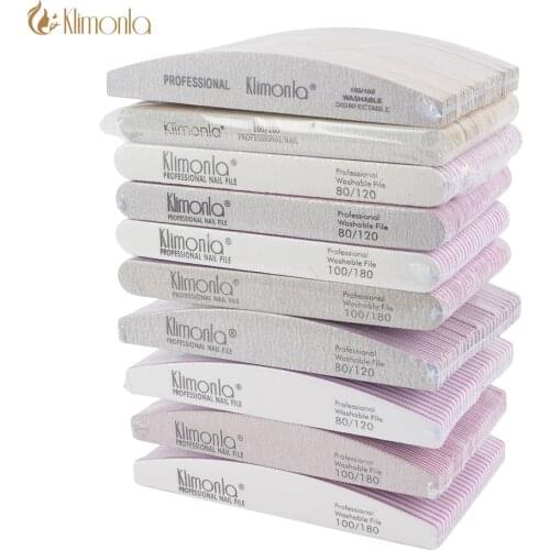 50pcs Professional Nail Files For Manicure UV Gel Polisher File 100/180 Semilune Curved Buffer Block Washable Manicure Tools Set