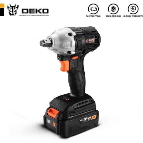 DEKO GBW20DU2 4000mAh 20-Volt Max Brushless Electric Impact Power Wrench Lithium-Ion Battery 1/2-inch/13mm Chuck 2000 rpm