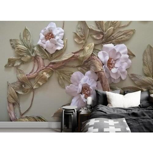 Swallpaper nordic style Embossed flower tree wallpaper roll 3d papel de parede 3d wall murals wallpaper
