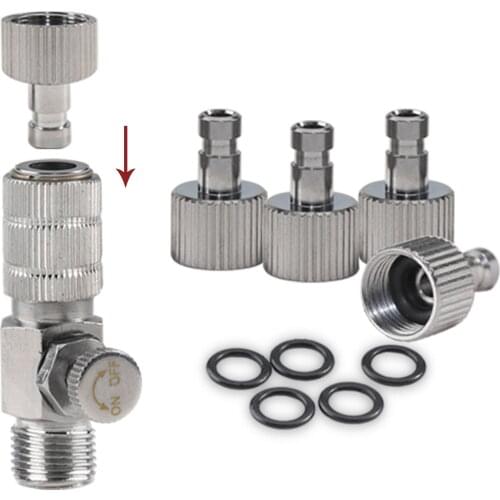 SAGUD Airbrush Quick Release Coupler with Airflow Adjustment Control Valve Disconnect Plug with 1/8” 4 Fitting & 5 O-Ring Kits